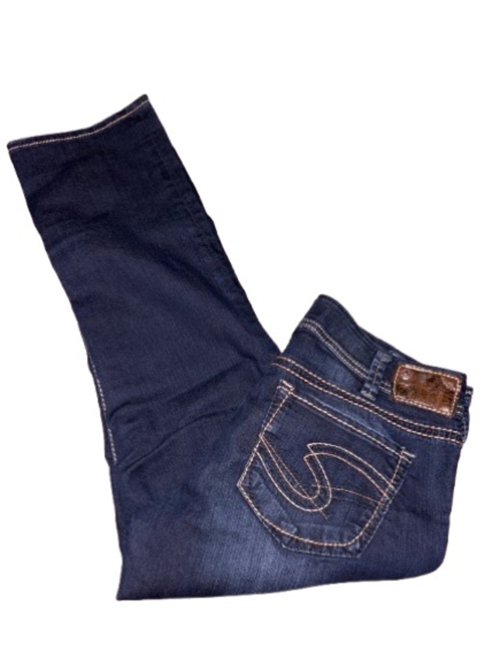 Silver suki mid rise cropped dark blue denim jeans 35 waist